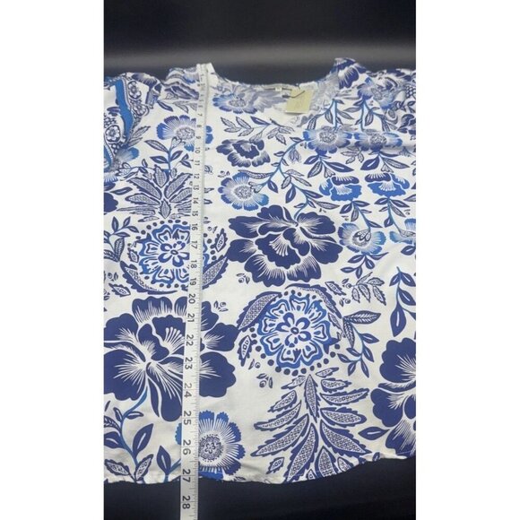 Rachel Zoe Women’s Blue Floral Flutter Sleeve V Neck Blouse Top Size 2X NEW - Picture 9 of 9